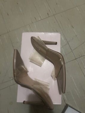 Clear Nude Pointed-Toe Stiletto Pumps - Women